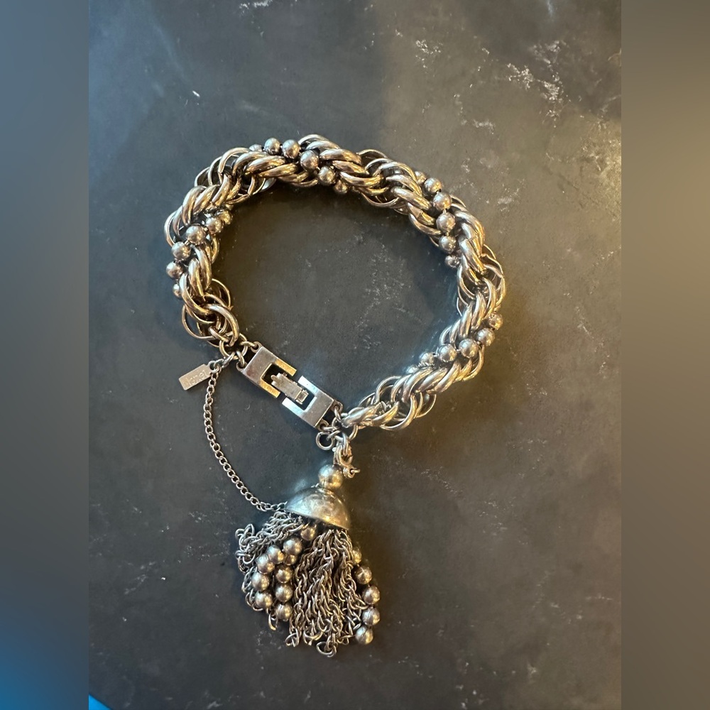 Monet Gold-Tone Braided Chain Tassel Bracelet